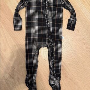 Posh Peanut Black and Cream Checkered Footie